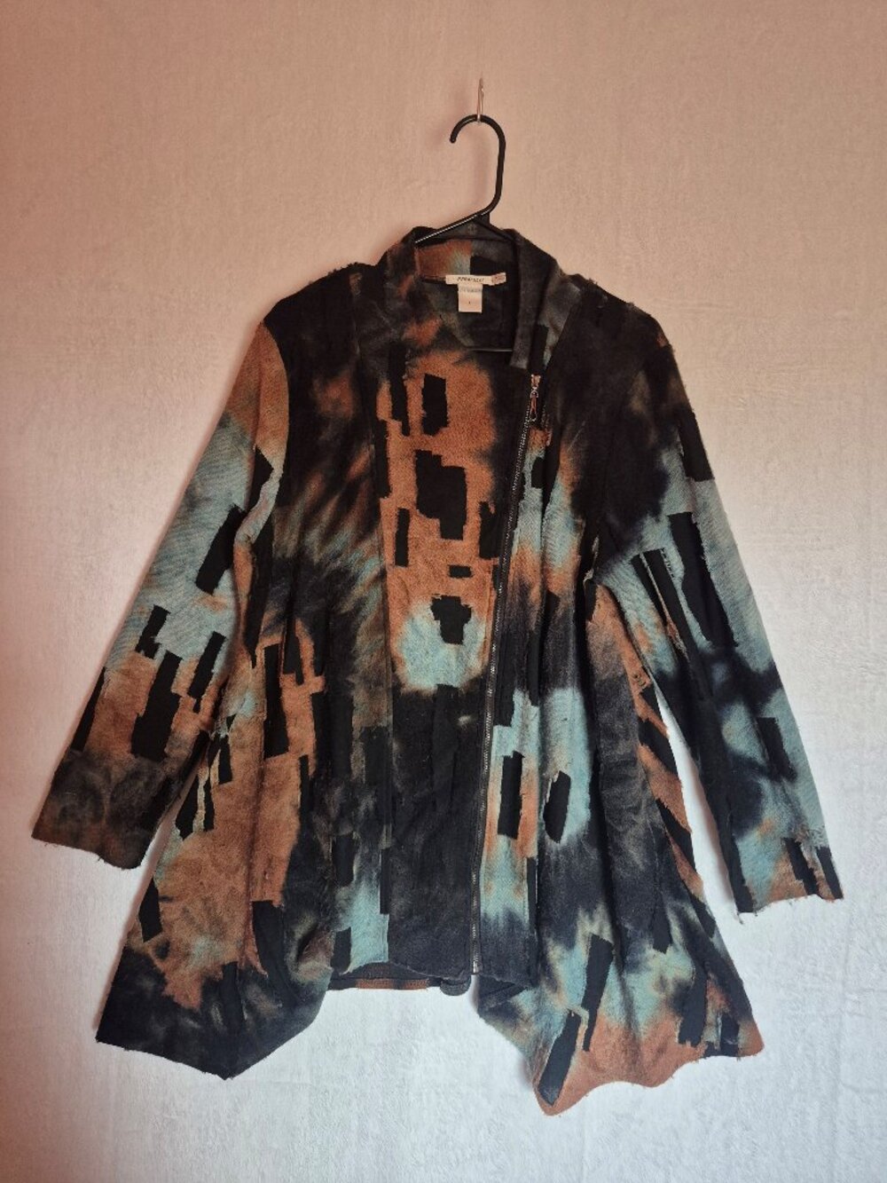 Feratelli Factory Distressed Tie Dye Zip Cardigan Jacket L Avant Garde Art Wear